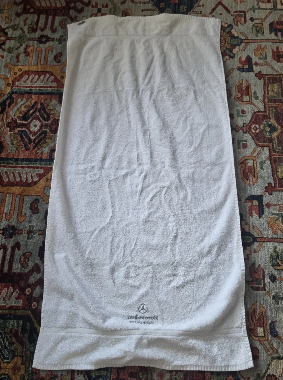 Mercedes-Benz Embroidered White 100% Cotton Logo Bath Towel 25 W x 50.5